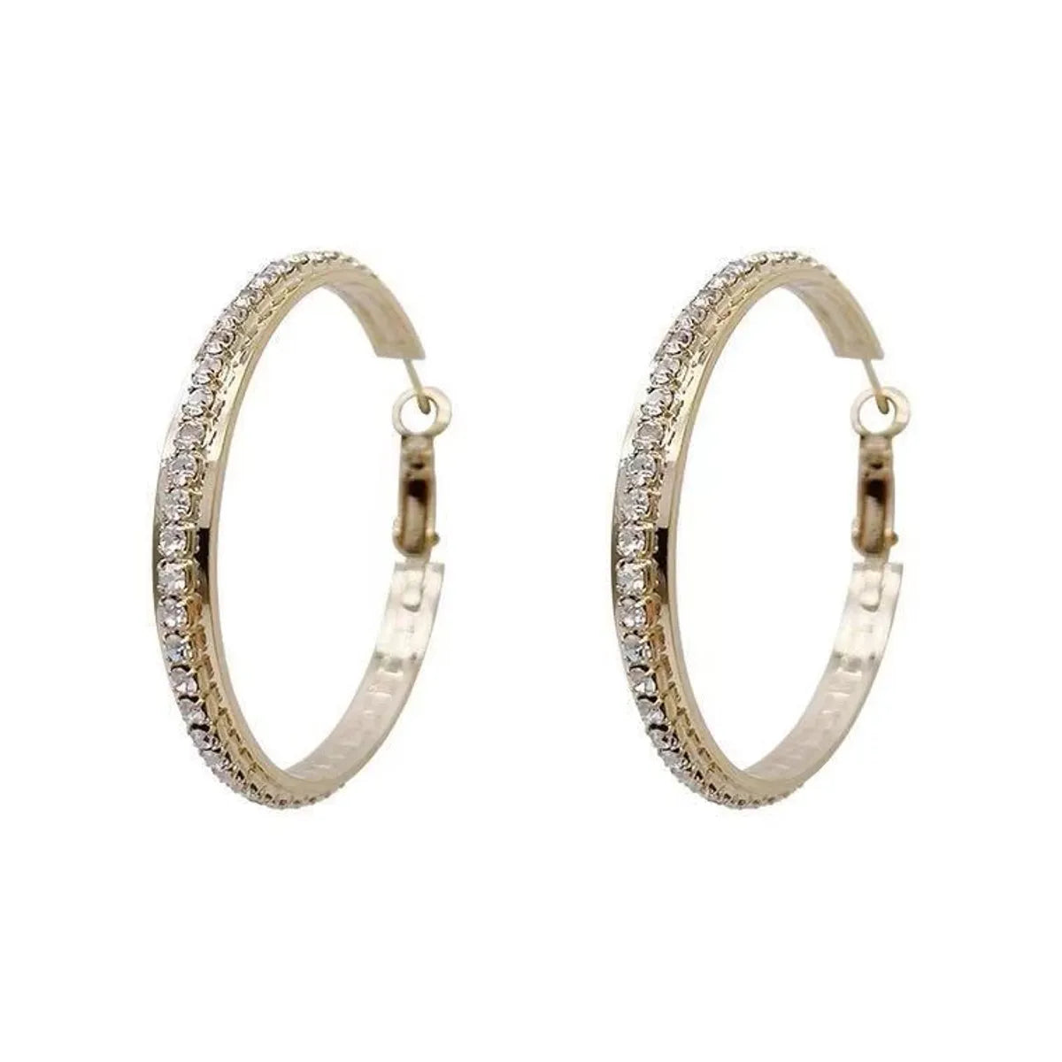 1 Pair Streetwear Solid Color Plating Inlay Sterling Silver Copper Zircon Hoop Earrings