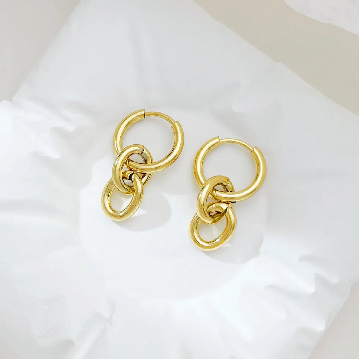 1 Pair Streetwear Solid Color Plating Stainless Steel White Gold Plated Gold Plated Drop Earrings