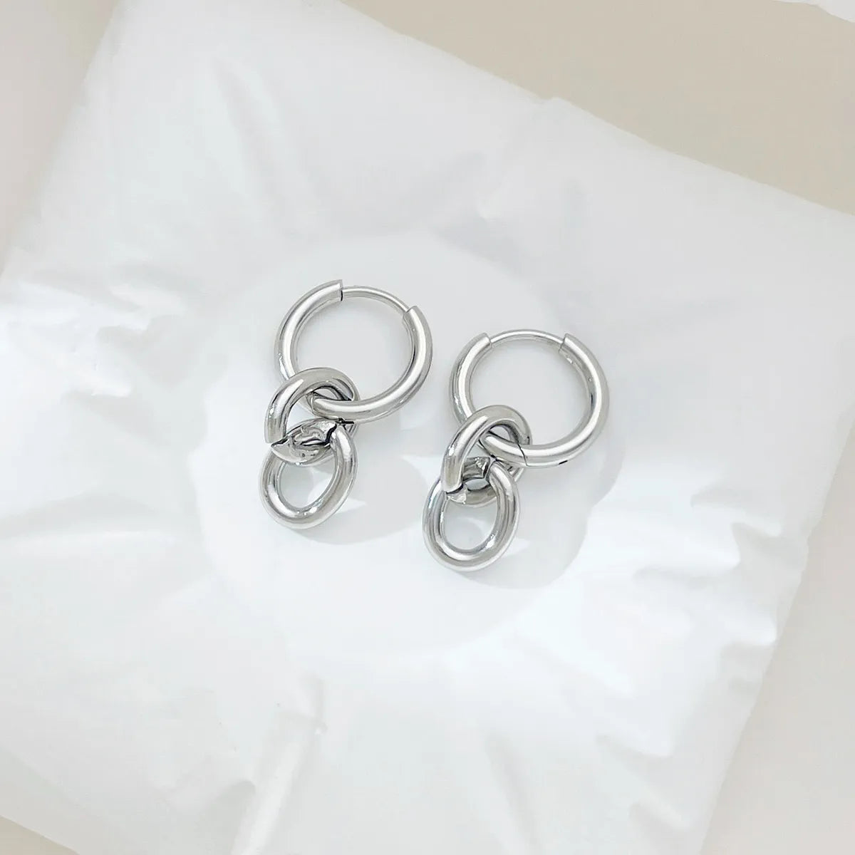 1 Pair Streetwear Solid Color Plating Stainless Steel White Gold Plated Gold Plated Drop Earrings