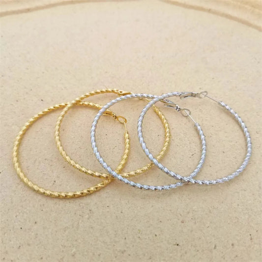 1 Pair Streetwear Solid Color Plating Titanium Steel Hoop Earrings