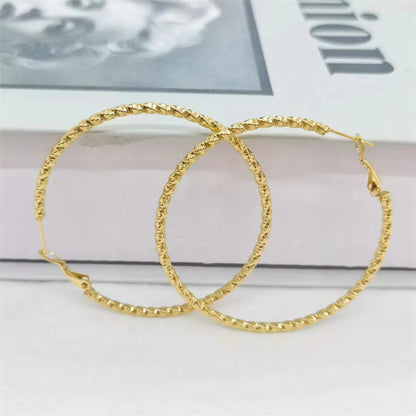 1 Pair Streetwear Solid Color Plating Titanium Steel Hoop Earrings