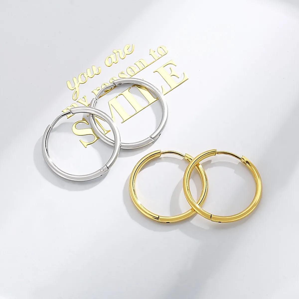 1 Pair Streetwear Solid Color Stainless Steel Hoop Earrings