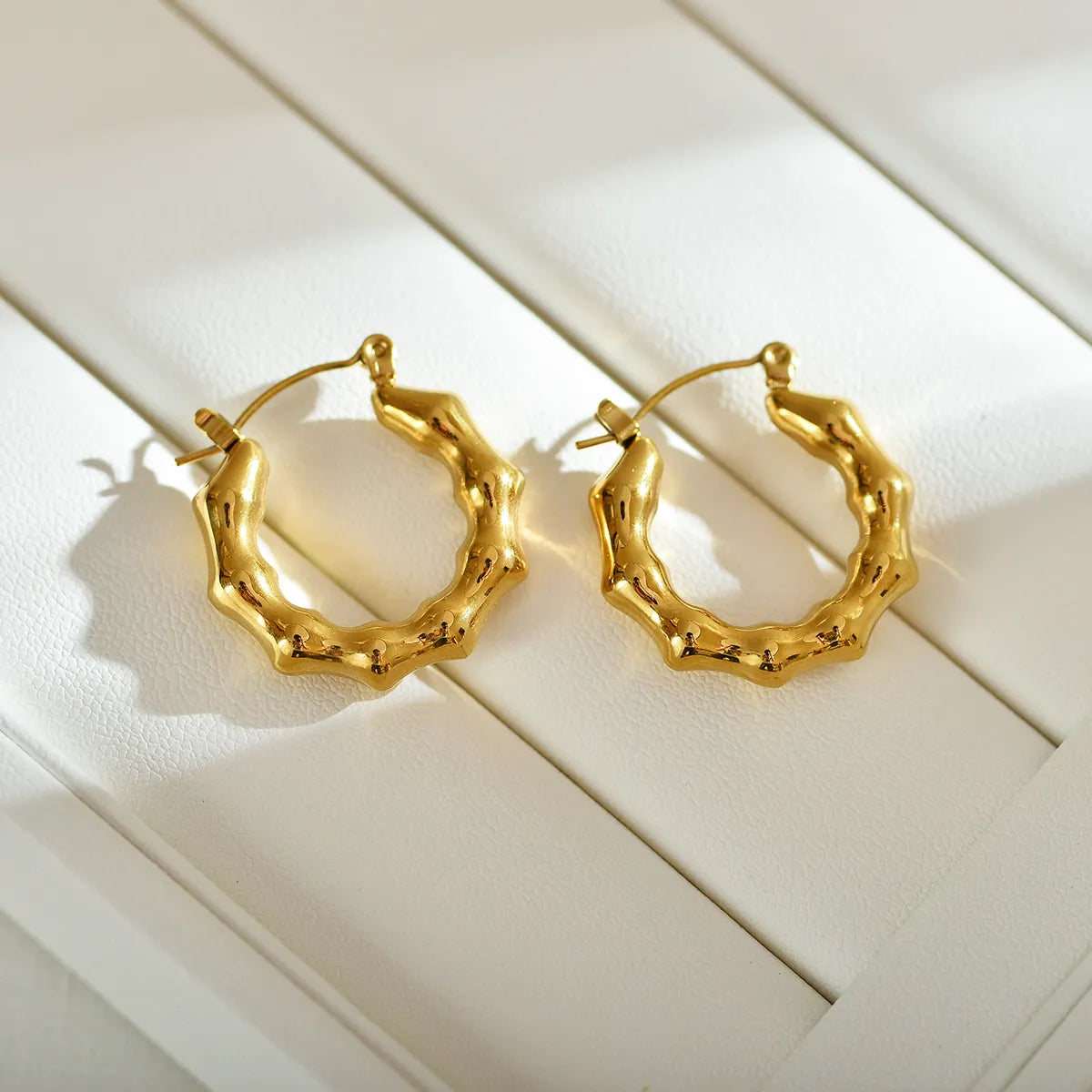 1 Pair Streetwear Solid Color Stainless Steel Hoop Earrings