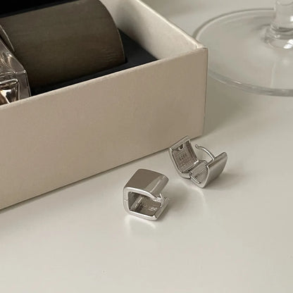 1 Pair Streetwear Square Sterling Silver Ear Studs