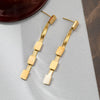 1 Pair Streetwear Square Tassel Plating 304 Stainless Steel 18K Gold Plated Drop Earrings