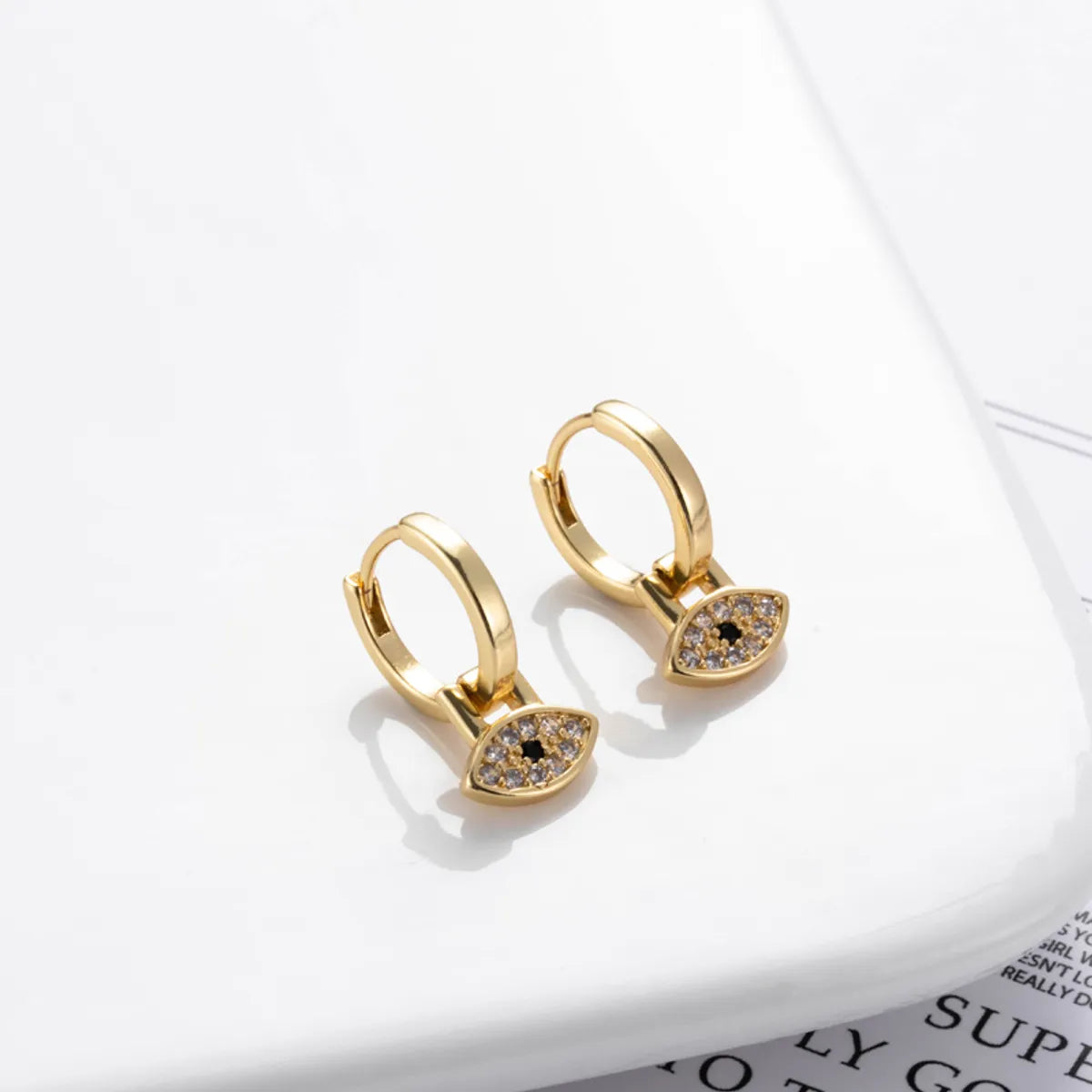 1 Pair Streetwear Star Copper Plating Inlay Zircon 18k Gold Plated Hoop Earrings