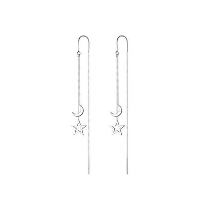 1 Pair Streetwear Star Moon Plating Metal Earrings