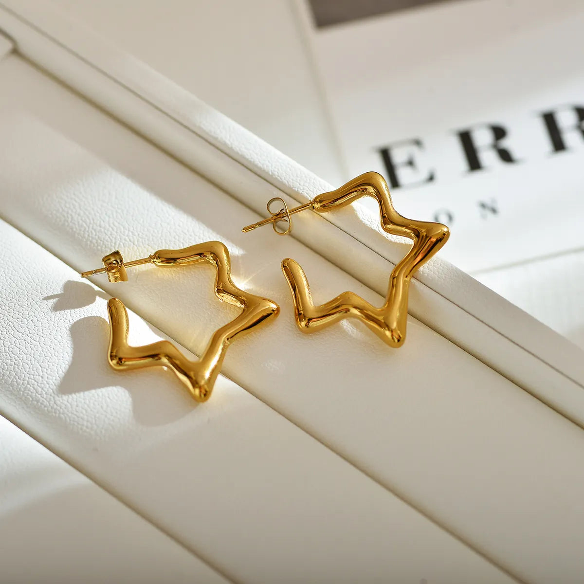 1 Pair Streetwear Star Stainless Steel Gold Plated Ear Studs