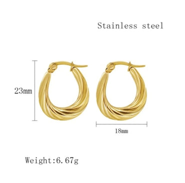 1 Pair Streetwear Stripe Plating Stainless Steel 18k Gold Plated Hoop Earrings