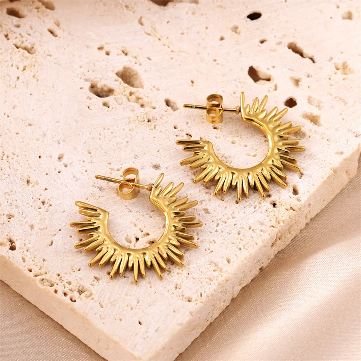 1 Pair Streetwear Sun Plating Stainless Steel 18k Gold Plated Ear Studs