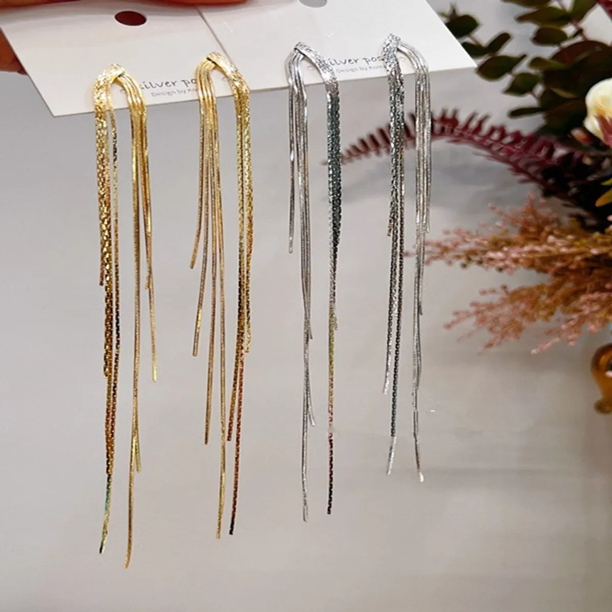 1 Pair Streetwear Tassel Plating Copper Drop Earrings