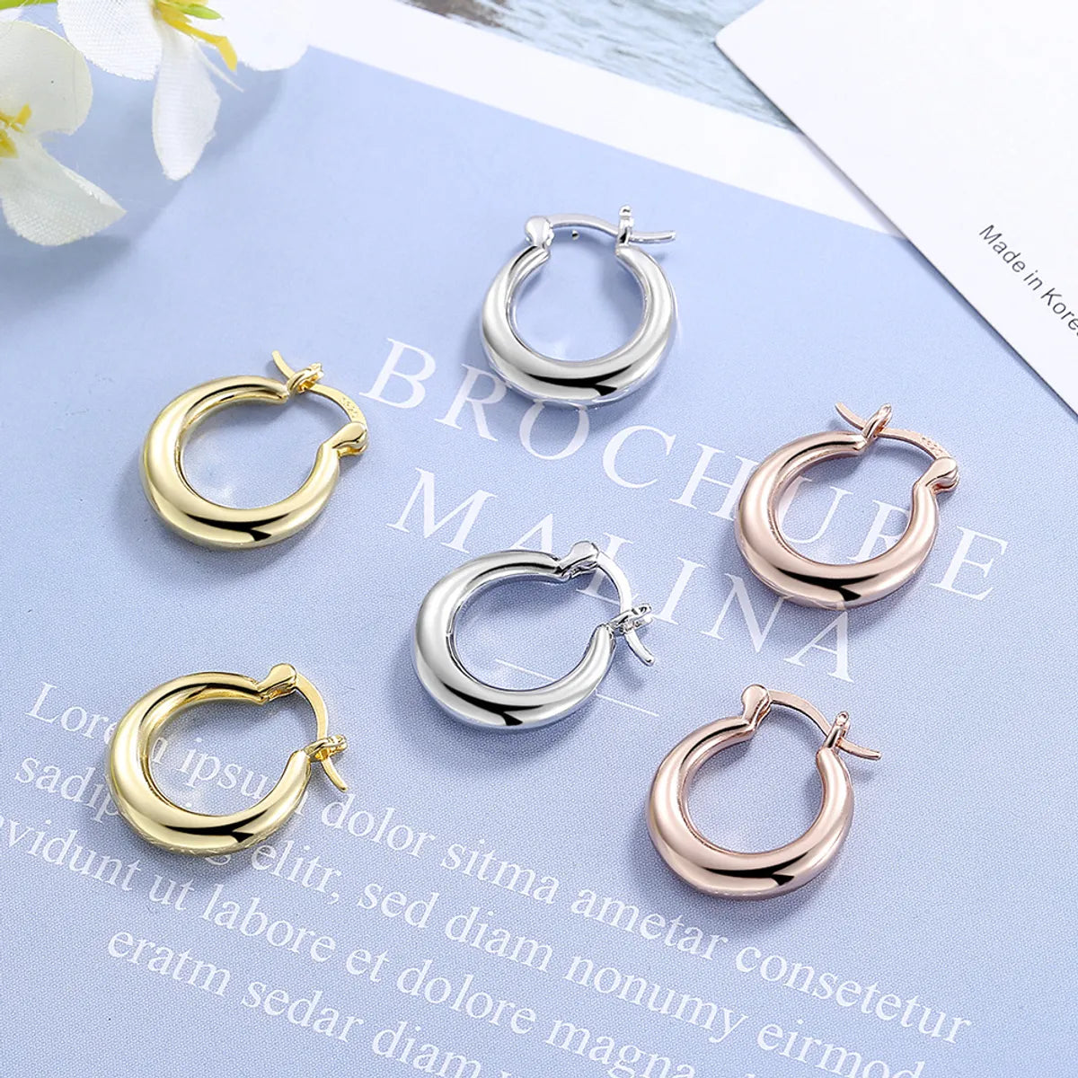 1 Pair Streetwear U Shape Plating Copper White Gold Plated Earrings