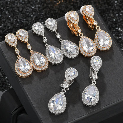 1 Pair Streetwear Water Droplets Plating Inlay Copper Zircon Drop Earrings