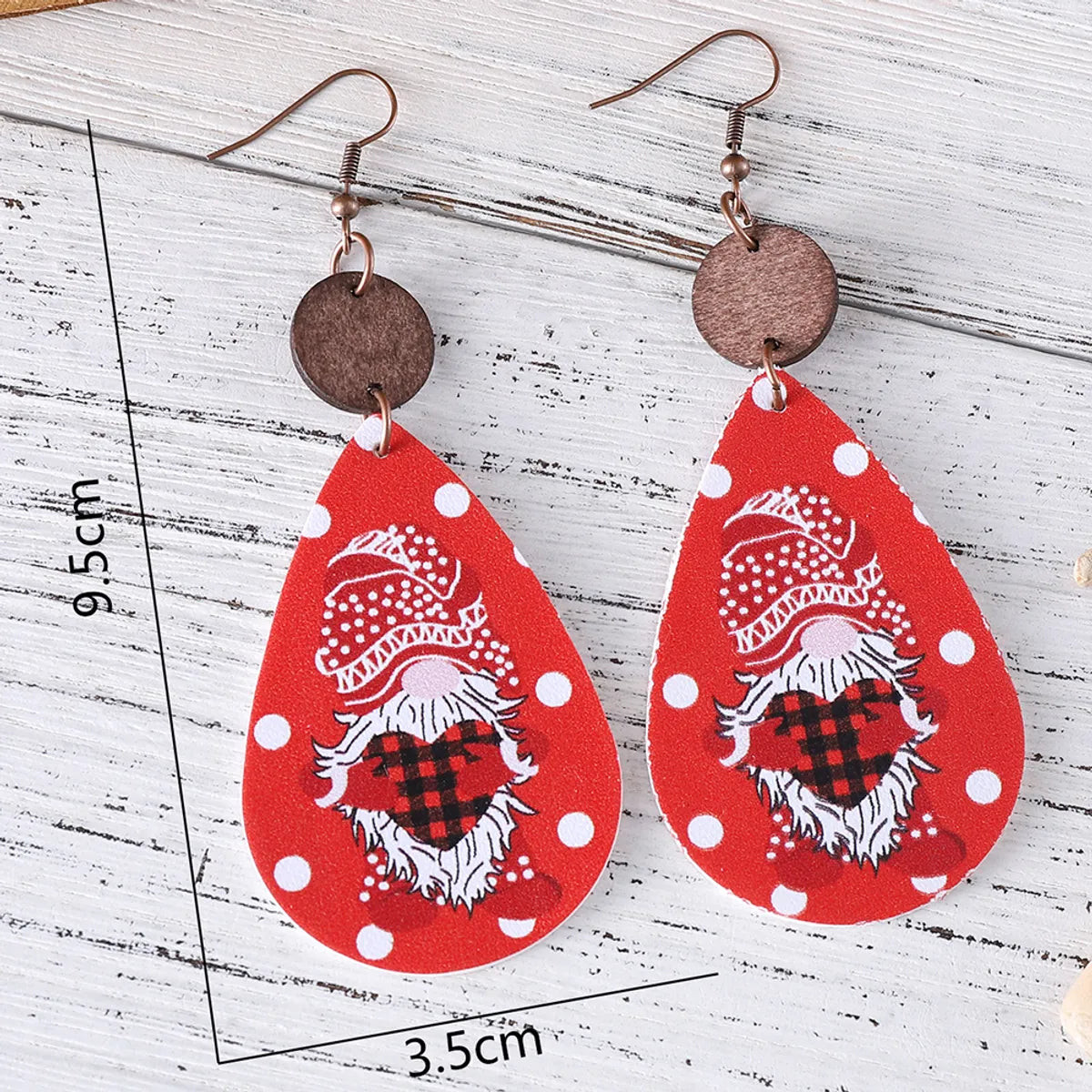 1 Pair Streetwear Water Droplets Pu Leather Wood Drop Earrings