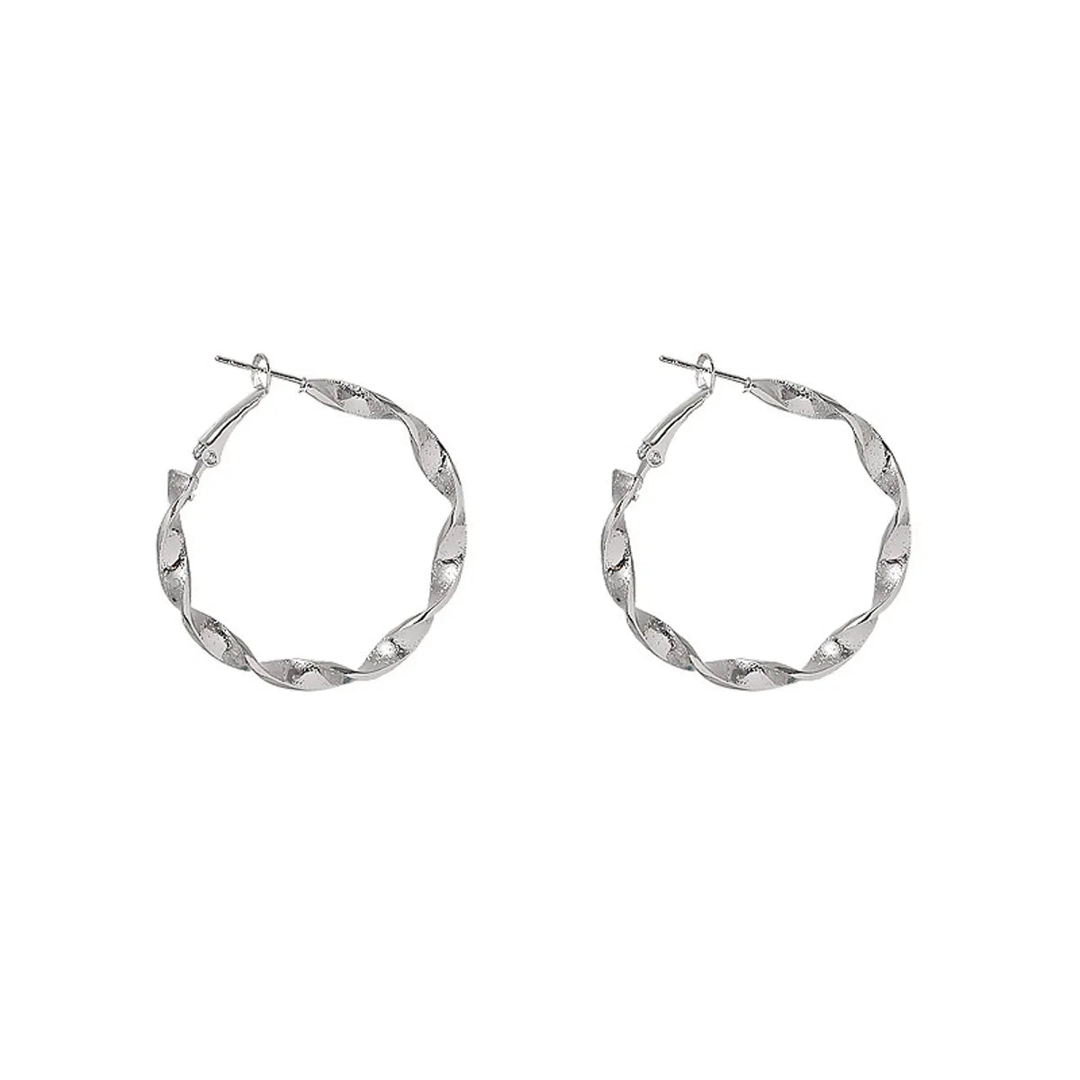 1 Pair Streetwear Waves Plating Alloy Hoop Earrings