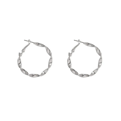 1 Pair Streetwear Waves Plating Alloy Hoop Earrings