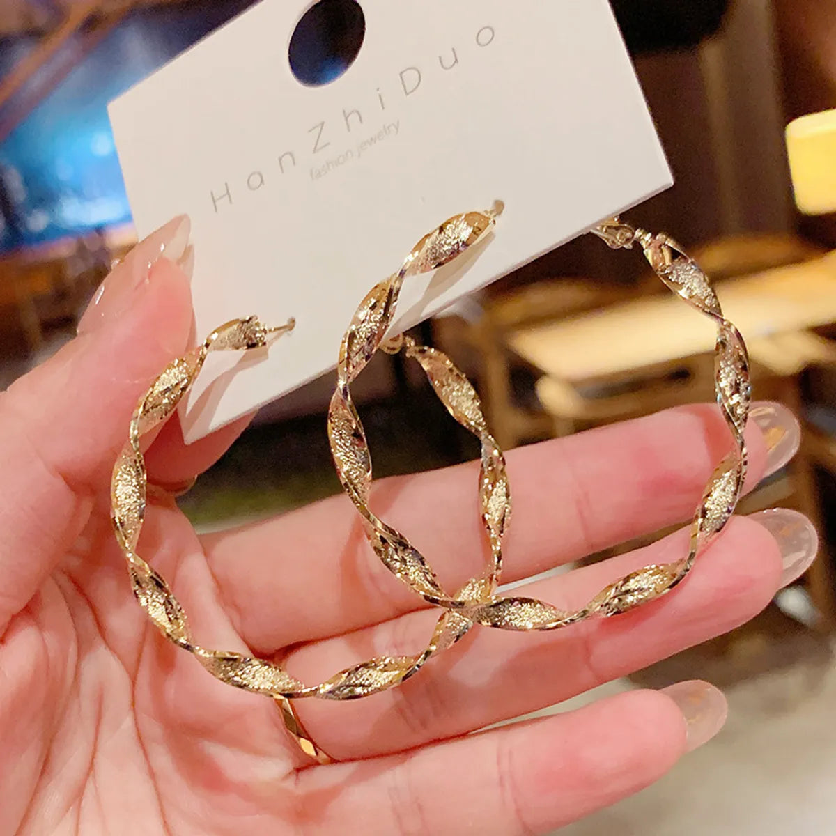 1 Pair Streetwear Waves Plating Alloy Hoop Earrings