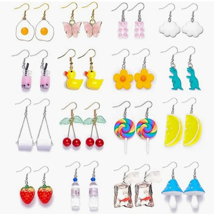 1 Pair Sweet Animal Star Moon Handmade Resin Drop Earrings