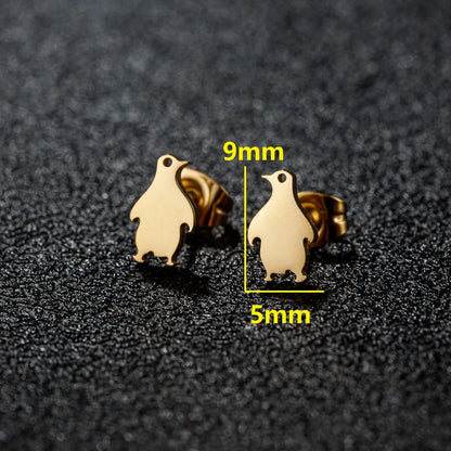 1 Pair Artistic Sweet Animal Polishing Plating Irregular 201 Stainless Steel 18K Gold Plated Ear Studs