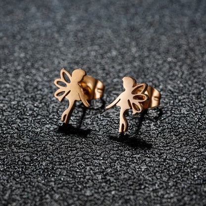 1 Pair Artistic Sweet Animal Polishing Plating Irregular 201 Stainless Steel 18K Gold Plated Ear Studs