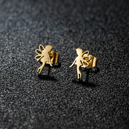 1 Pair Artistic Sweet Animal Polishing Plating Irregular 201 Stainless Steel 18K Gold Plated Ear Studs