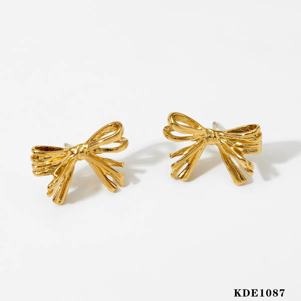 1 Pair Sweet Artistic Bow Knot 304 Stainless Steel 16K Gold Plated White Gold Plated Gold Plated Ear Studs