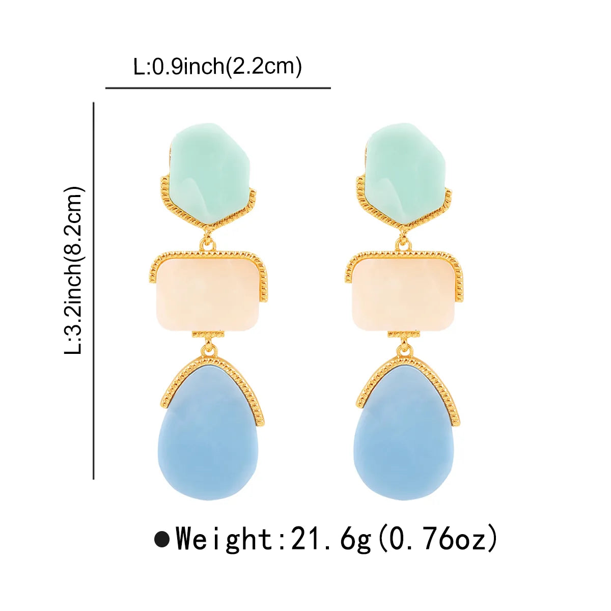 1 Pair Sweet Artistic Geometric Alloy Acetic Acid Sheets Drop Earrings