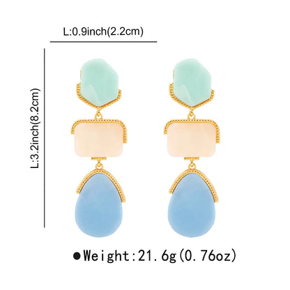 1 Pair Sweet Artistic Geometric Alloy Acetic Acid Sheets Drop Earrings