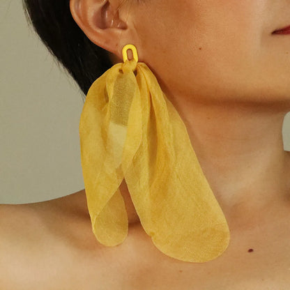 1 Pair Sweet Artistic Solid Color Cloth Drop Earrings