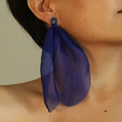 1 Pair Sweet Artistic Solid Color Cloth Drop Earrings