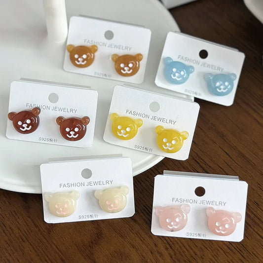 1 Pair Sweet Bear Resin Ear Studs