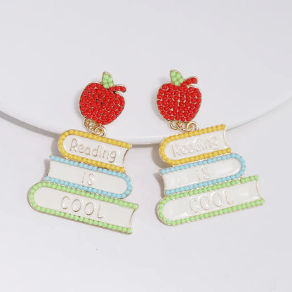 1 Pair Sweet Book Fruit Plating Alloy Gold Plated Drop Earrings