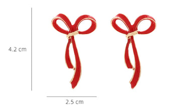 1 Pair Sweet Bow Knot Enamel Alloy Ear Studs