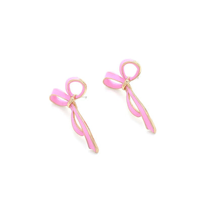 1 Pair Sweet Bow Knot Enamel Alloy Ear Studs