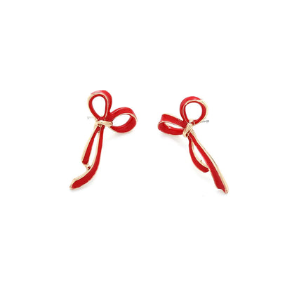 1 Pair Sweet Bow Knot Enamel Alloy Ear Studs