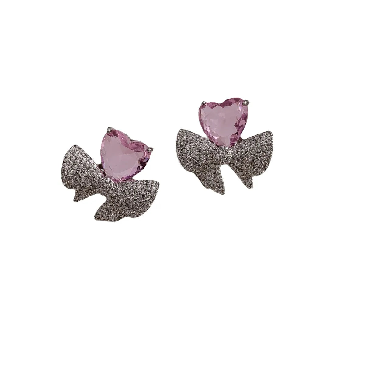 1 Pair Sweet Bow Knot Inlay Alloy Rhinestones Ear Studs