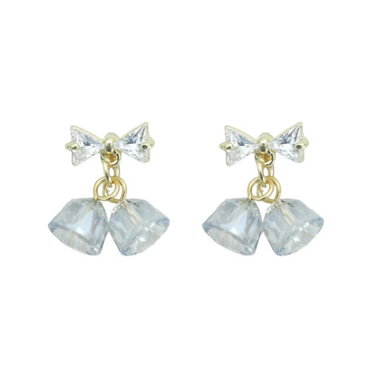 1 Pair Sweet Bow Knot Plating Inlay Alloy Zircon Drop Earrings