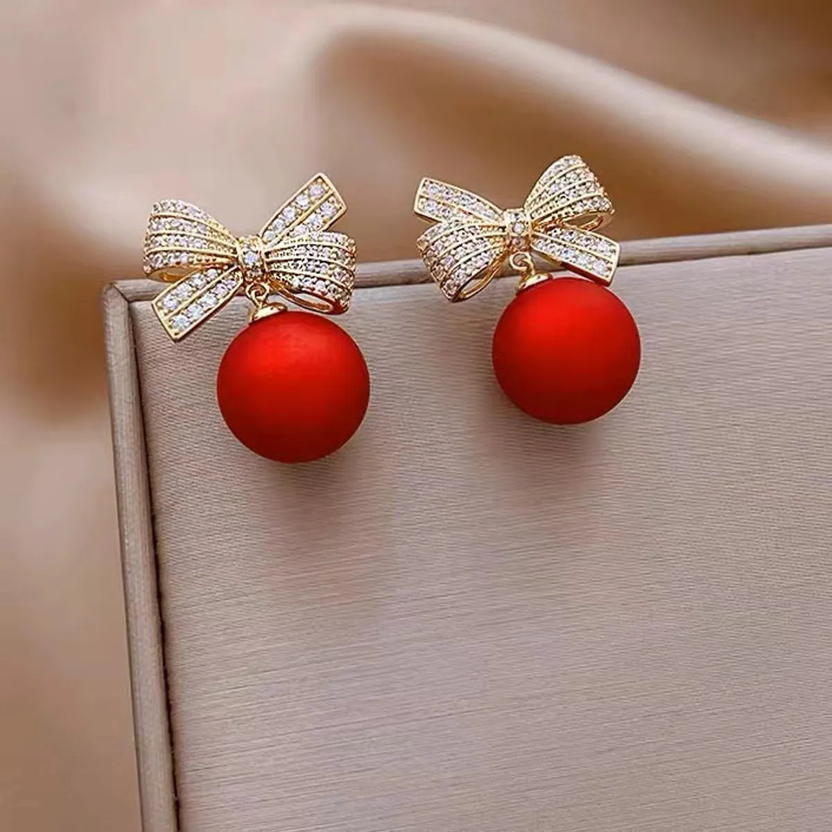 1 Pair Sweet Bow Knot Plating Inlay Alloy Zircon Drop Earrings