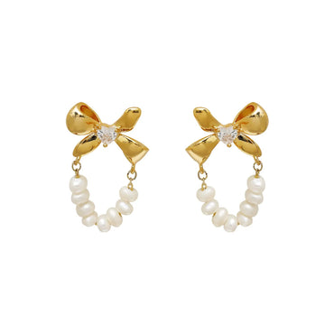 1 Pair Sweet British Style Flower Enamel Plating Inlay Imitation Pearl Copper Zircon 18K Gold Plated Ear Studs