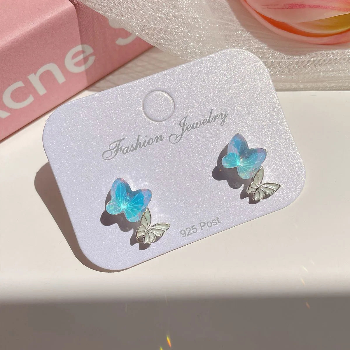 1 Pair Sweet Butterfly Alloy Resin Ear Studs