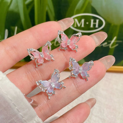 1 Pair Sweet Butterfly Alloy Resin Ear Studs