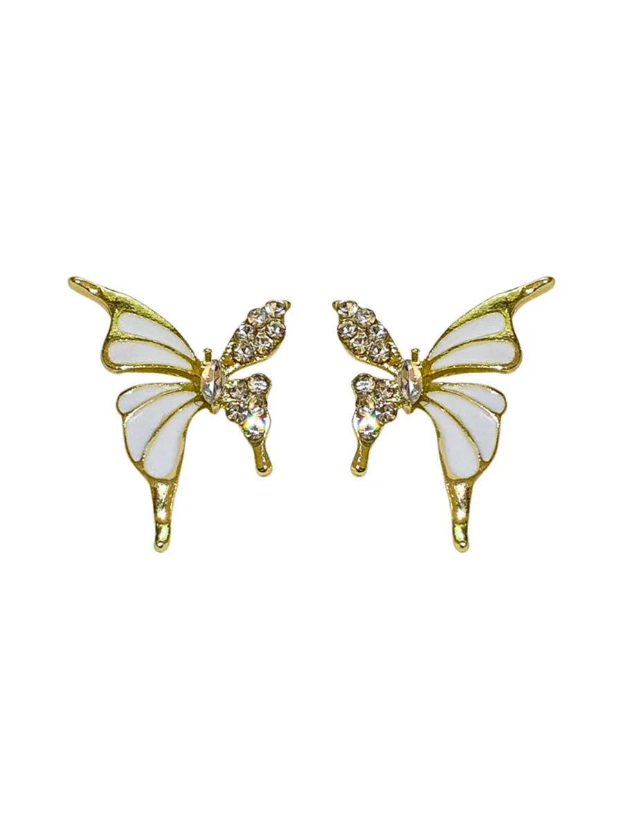 1 Pair Sweet Butterfly Alloy Rhinestones Ear Studs