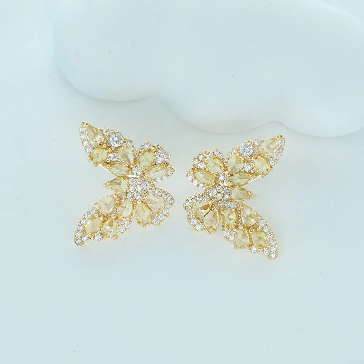 1 Pair Sweet Butterfly Inlay Copper Zircon Ear Studs