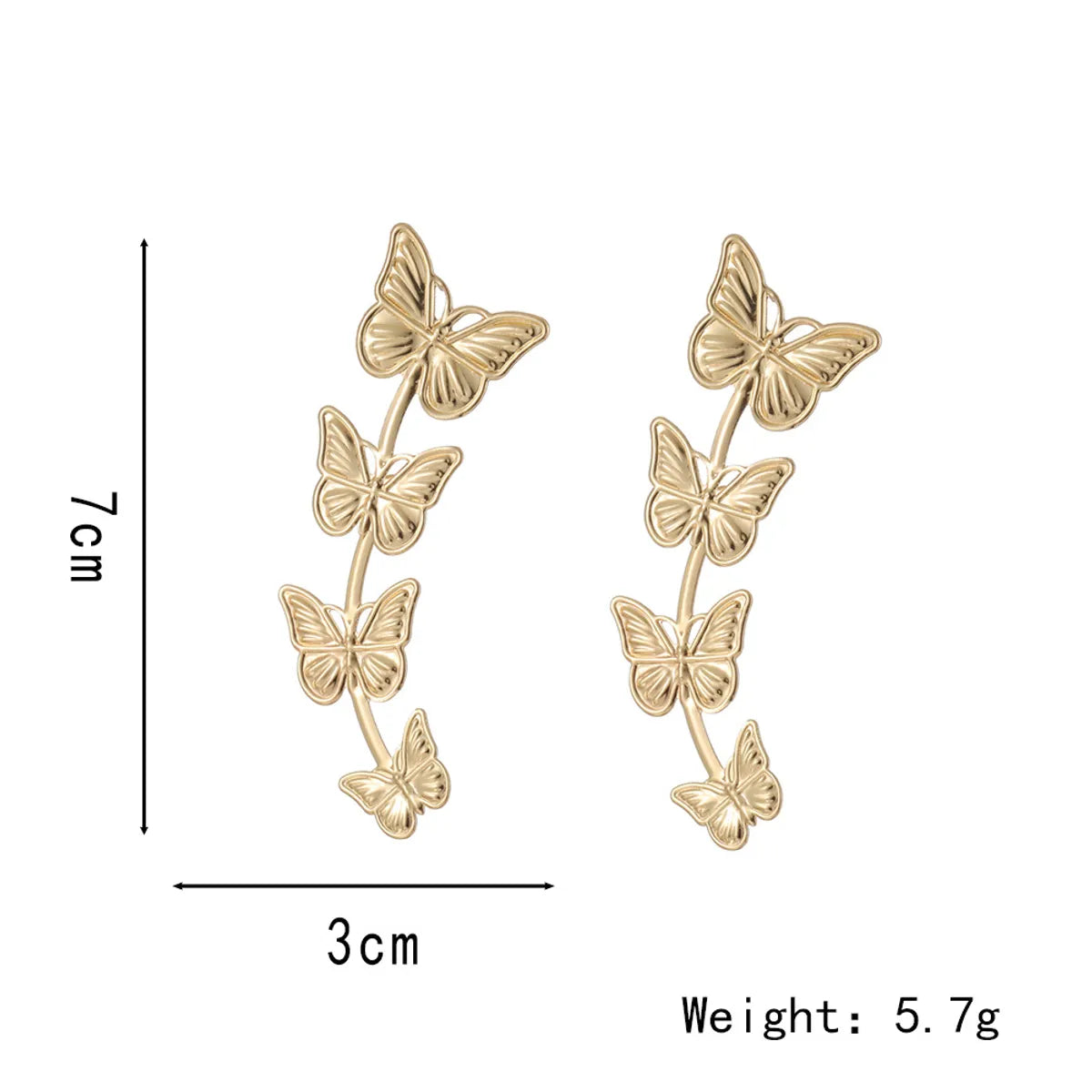 1 Pair Sweet Butterfly Plating Alloy Drop Earrings