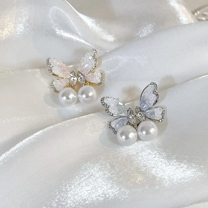 1 Pair Sweet Butterfly Plating Alloy White Gold Plated Gold Plated Drop Earrings