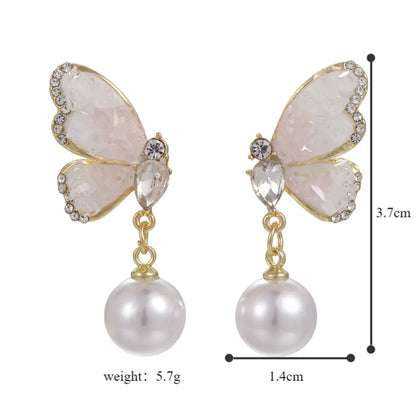 1 Pair Sweet Butterfly Plating Alloy White Gold Plated Gold Plated Drop Earrings