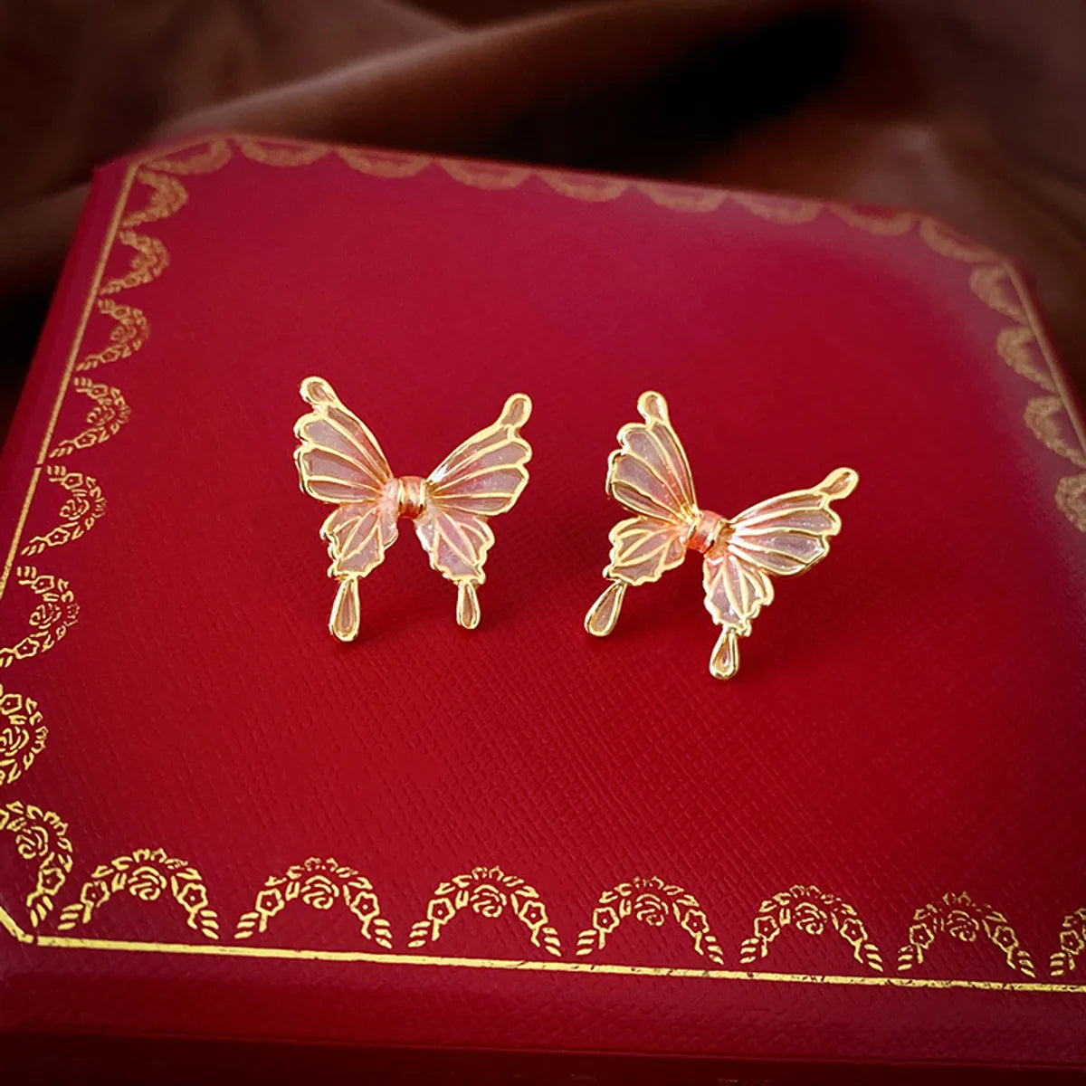 1 Pair Sweet Butterfly Plating Copper Ear Studs