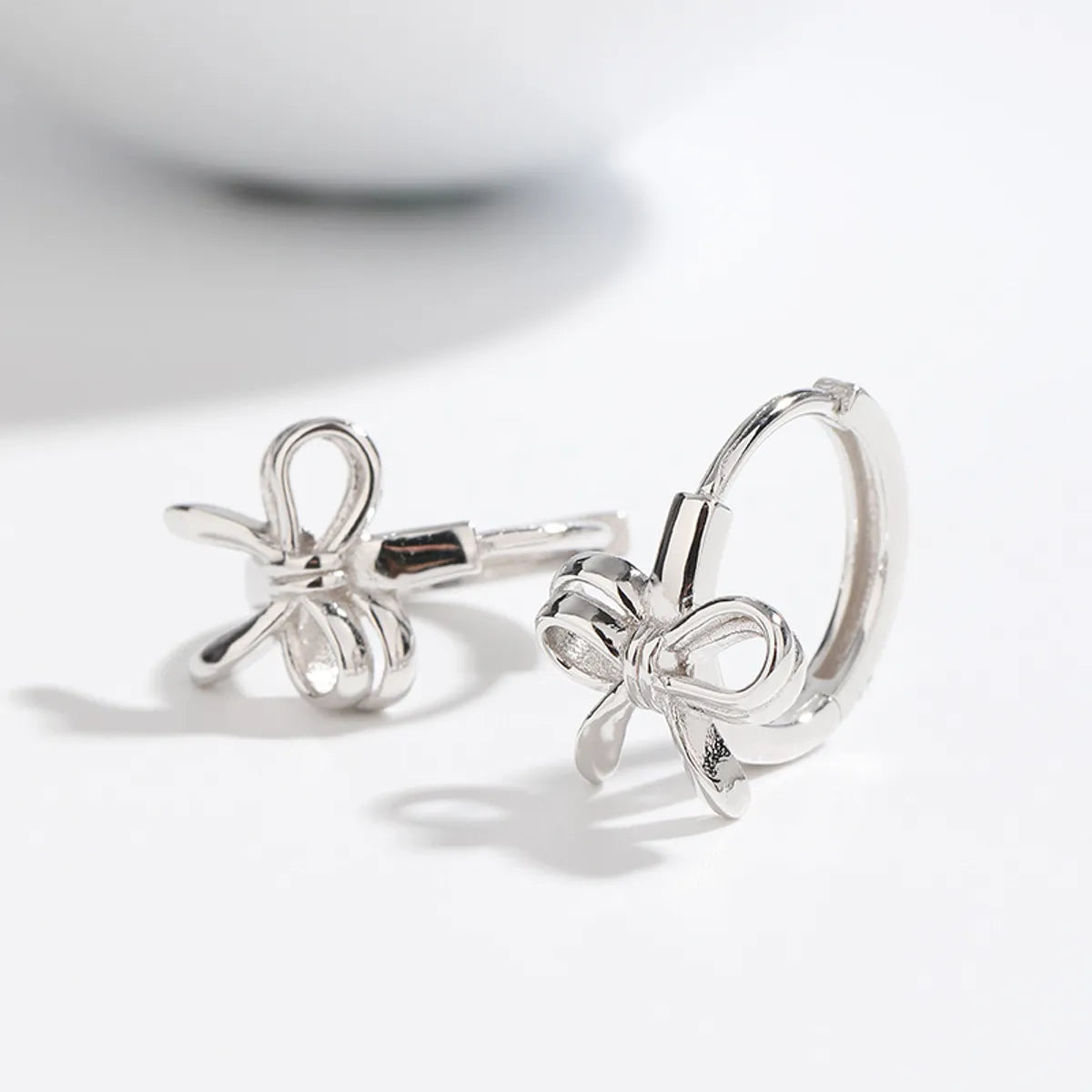 1 Pair Sweet Butterfly Plating Sterling Silver Hoop Earrings