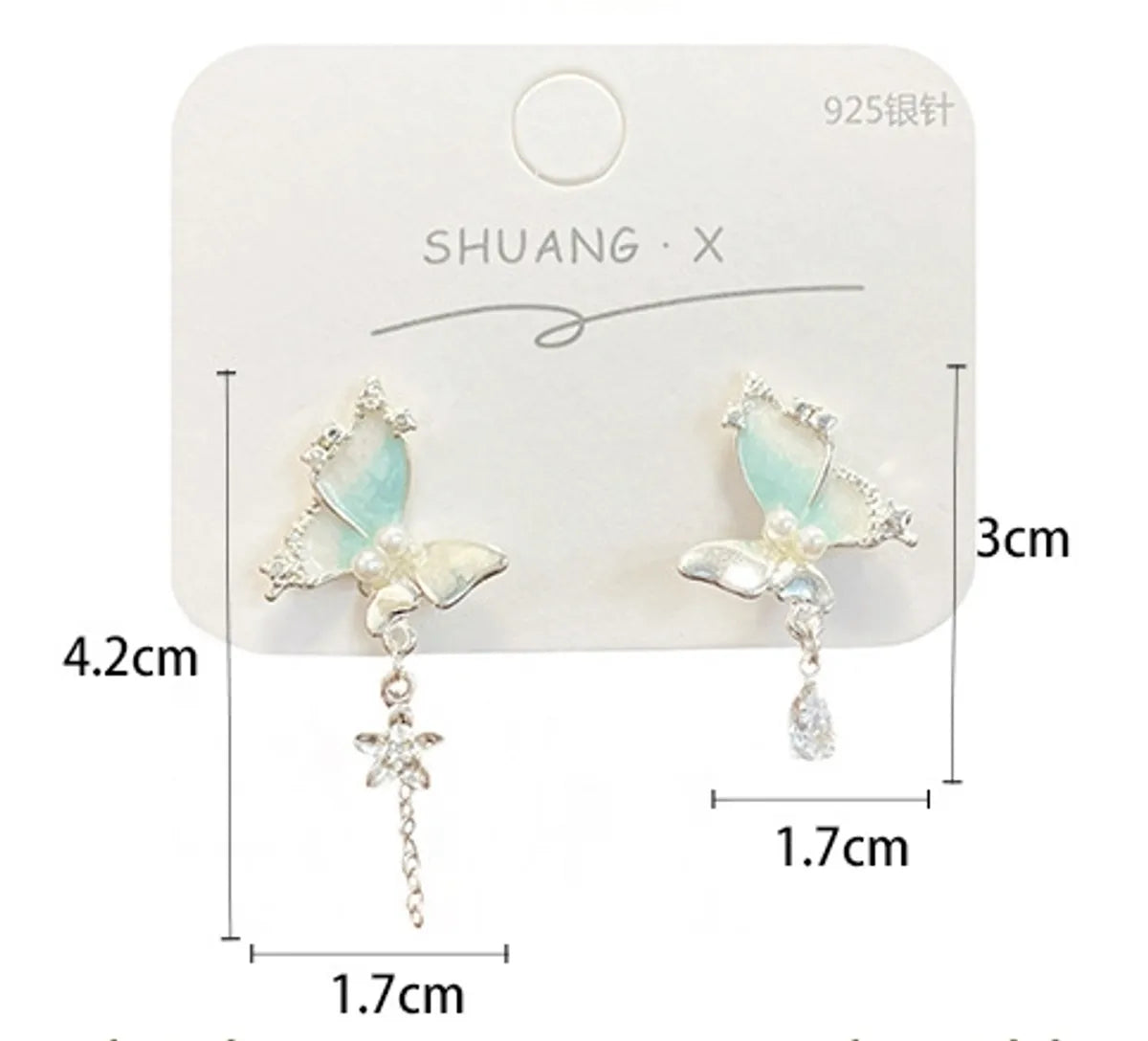 1 Pair Sweet Butterfly Spray Paint Alloy Drop Earrings