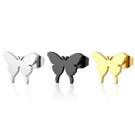 1 Pair Sweet Butterfly Titanium Steel Plating Ear Studs